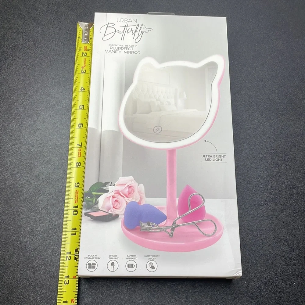 URBAN BUTTERFLY VANITY MIRROR KITTY SHAPED PINK